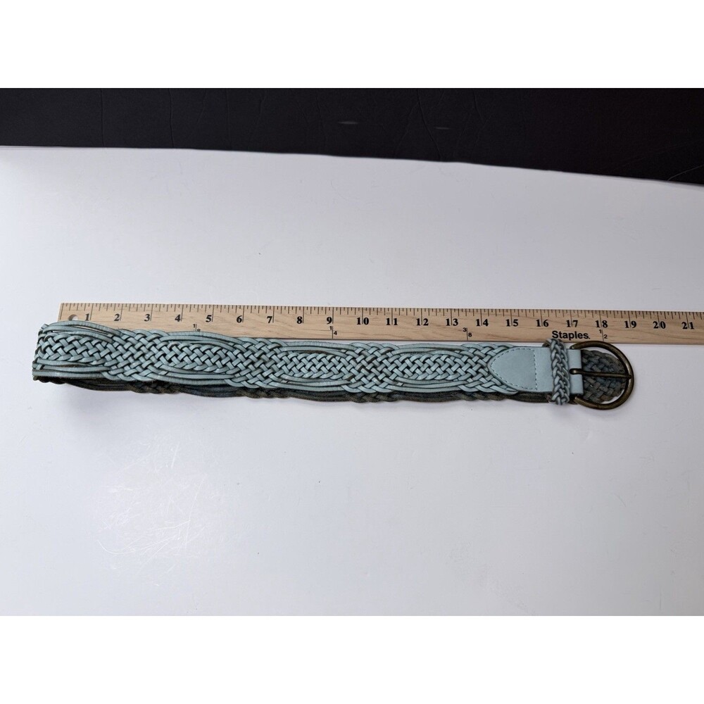 Linea Pelle Belt Braided Woven Leather Turquoise Women's Small Boho Adjustable - Picture 14 of 16
